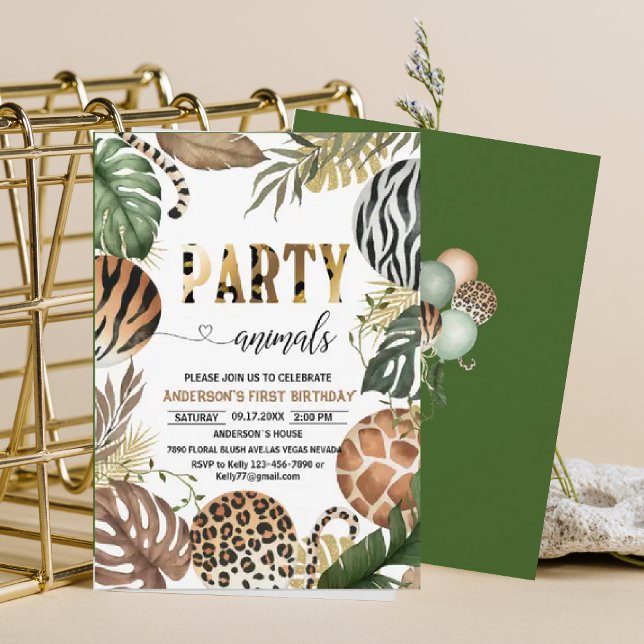 Convites Animais do Partido Aniversário Leopard Imprime Jun (Criador carregado)