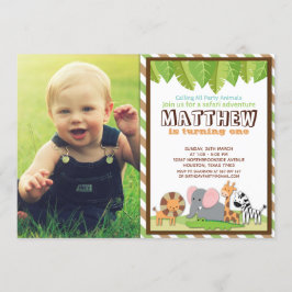 Convites Animais do Partido Selgle Safari Foto de Aniversár