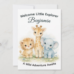 Convites Animais do Safari Chá de Bebê Menino Aventura