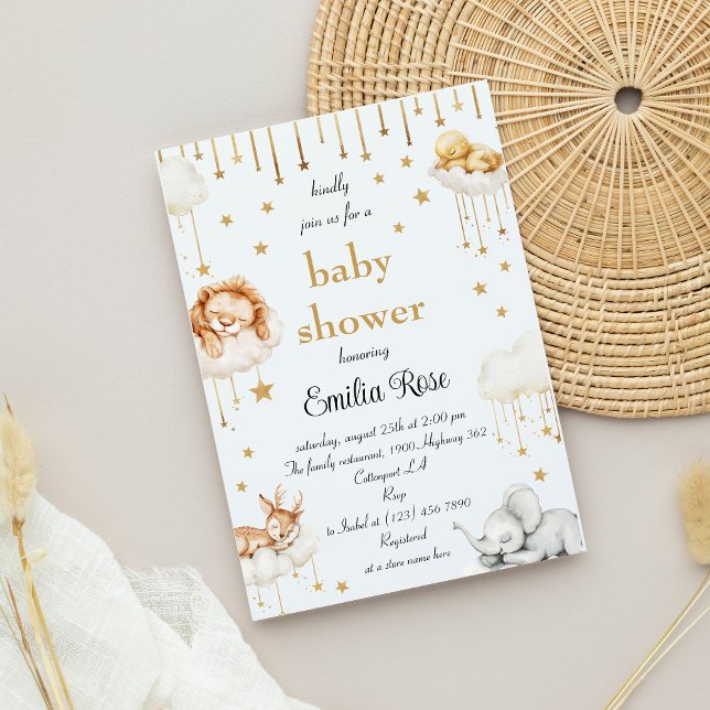 Convites Animais Dourados de planície Chá de fraldas com so (Criador carregado)