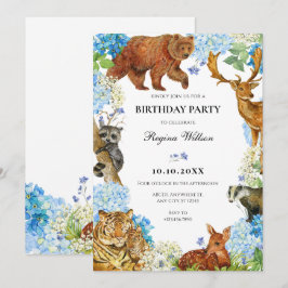 Convites Animais em aquarela vida selvagem floral