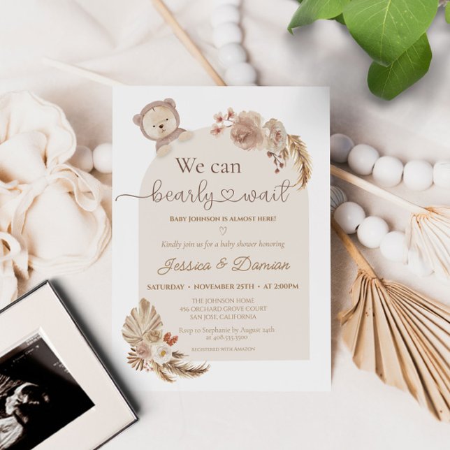 Convites Animais Enchidos Urso de Teddy Chá de fraldas de E (Criador carregado)