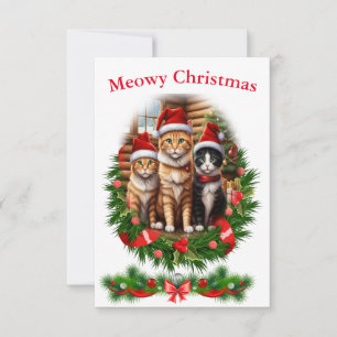 Convites Animais Feliz Natal férias Gatos