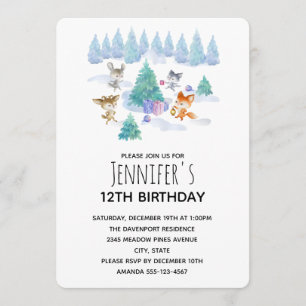 Convites Animais Florestais Dançando Em Torno Da Árvore Fir