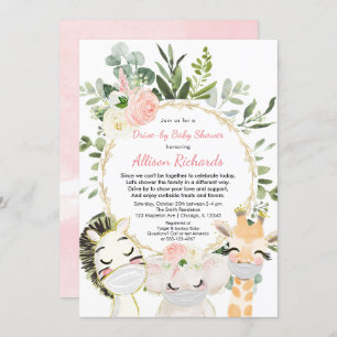 Convites Animais fofinhos dourados, chá de fraldas por rapa