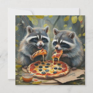 Convites Animais fofos e engraçados comendo pizza ideias de