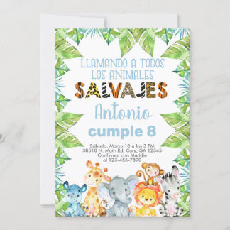 Convites Animais Invitación safari, nño, garoto, selva.