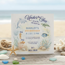 Convites Animais Marinhos da Praia Aniversário Sob o Mar