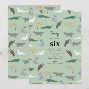 Convites Animais Nativos Australianos Eucalipto Aniversário