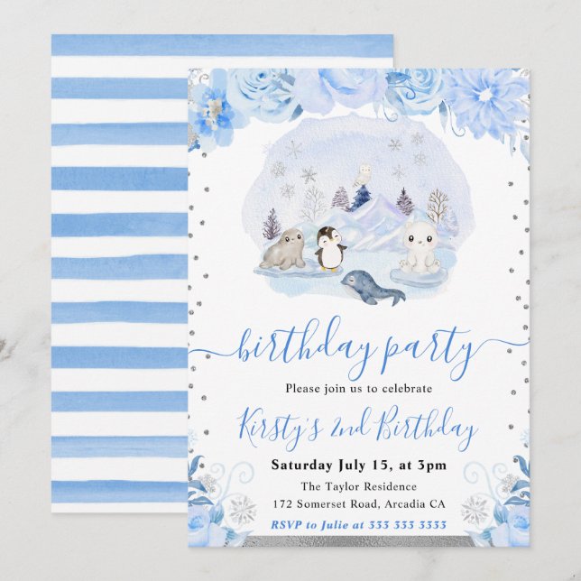 Convites Animais Nevados (Frente/Verso)