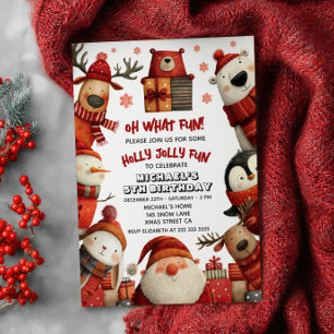Convites Animais Papais noeis Festivos Festivos Xmas Aniver