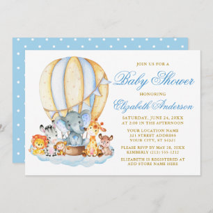 Convites Animais Safari - Chá de fraldas das Nuvens do Balã