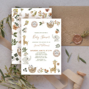 Convites Animais Safari Cujo Chá de fraldas Castanho