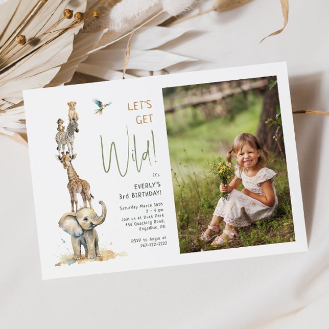 Convites Animais Safari "O Vamos Fica Selvagem" Foto Aniver (Criador carregado)