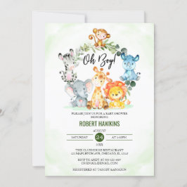 Convites Animais Safari Selvagem Cócitos Oh Chá de fraldas 