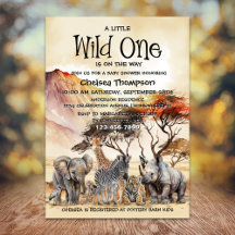 Animais Safari Selvagens de Um Chá de fraldas