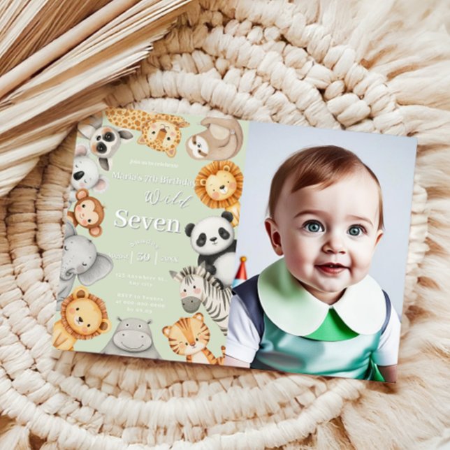 Convites Animais Safari Selvagens Selvagens Selvagens Verde (Criador carregado)