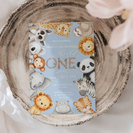 Convites Animais Safari Selvagens Tropicais Azuis