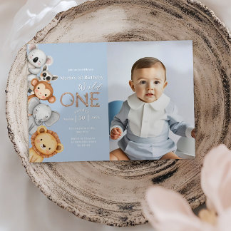 Convites Animais Safari Selvagens Tropicais Azuis