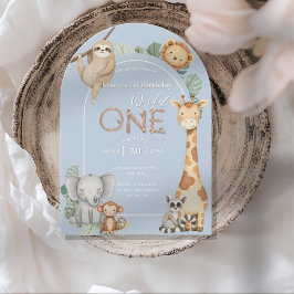 Convites Animais Safari Selvagens Tropicais Azuis