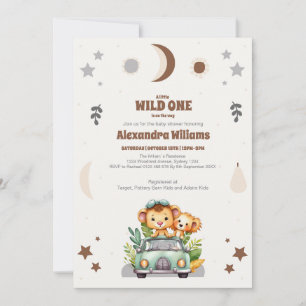 Convites Animais Safari Selvagens Um Chá de fraldas