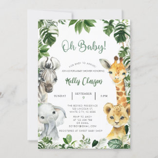 Convites Animais Selgle Safari Oh Boy Chá de fraldas