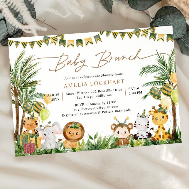 Convites Animais Selvagens Cutes Safari Baby Brunch (Criador carregado)