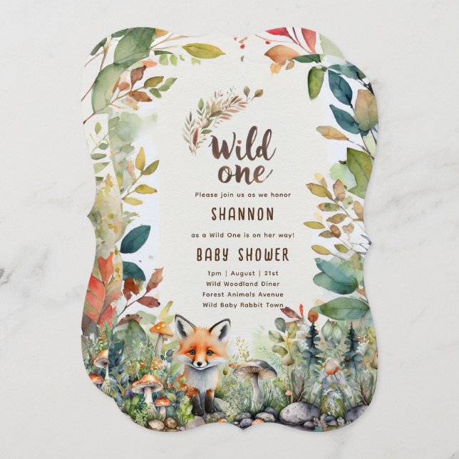 Convites Animais Selvagens Da Floresta De Um Bebê Russo (Frente/Verso)