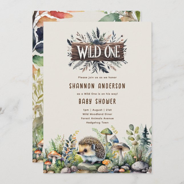 Convites Animais Selvagens De Pavimento De Um Porco (Frente/Verso)