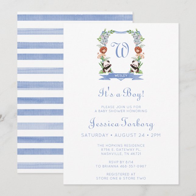 Convites Animais Selvagens - É um Chá de fraldas (Frente/Verso)