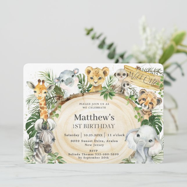 Convites Animais Selvagens Madeira Floresta Selvagem Um pri (Em pé/Frente)