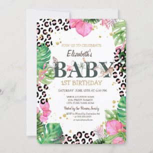 Convites Animais Selvagens Palma Folha primeiro aniversario