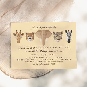 Convites Animais Selvagens Safari Aniversário