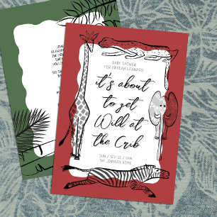 Convites Animais Selvagens Safari Enfrentam Chá de fraldas 