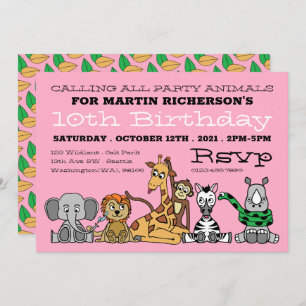 Convites Animais Selvagens Safari, Festa de aniversário de