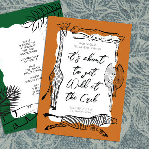 Convites Animais selvagens Safari Frame Terracotta Chá de f