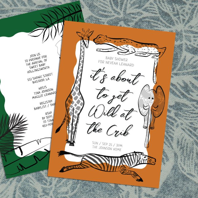 Convites Animais selvagens Safari Frame Terracotta Chá de f (Criador carregado)