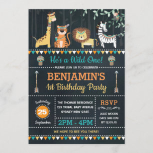 Convites Animais Selvagens Tribais Safari Selvagens Um prim