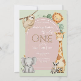 Convites Animais Selvagens Tropicais Rosa Um Safari Selvage