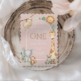 Convites Animais Selvagens Tropicais Rosa Um Safari Selvage