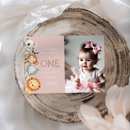 Convites Animais Selvagens Tropicais Rosa Um Safari Selvage