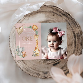 Convites Animais Selvagens Tropicais Rosa Um Safari Selvage