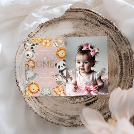 Convites Animais Selvagens Tropicais Rosa Um Safari Selvage