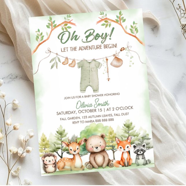 Convites Animal Adventure clothesline baby shower (Criador carregado)