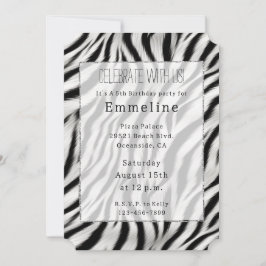 Convites Animal com Estampa de Zebra Preto e Branco