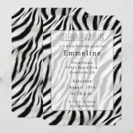 Convites Animal com Estampa de Zebra Preto e Branco