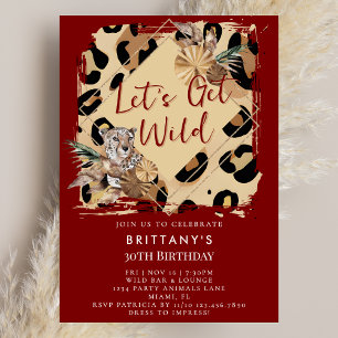 Convites Animal de Festa com Estampa de Leopardo Selvagem d