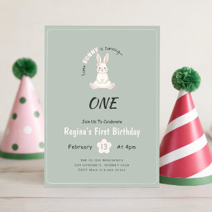Convites Animal Floral Coelhinho Bonito Coelho 1º Aniversár