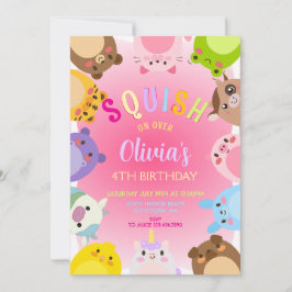 Convites Animals Squish Girl Birthday party