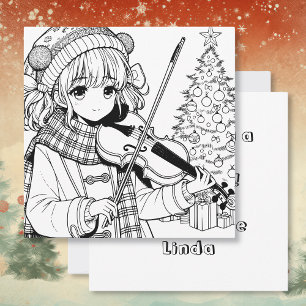 Convites Anime Girl tocando Viola no Natal